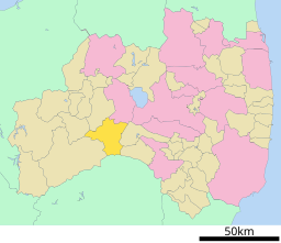 Shimogōs läge i Fukushima prefektur Städer:      Signifikanta städer      Övriga städer Landskommuner:      Köpingar      Byar