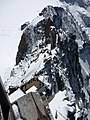 View along the Cosmiques Ridge toward Refuge des Cosmiques