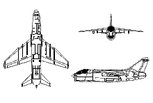 3-view line drawing of the LTV A-7 Corsair II