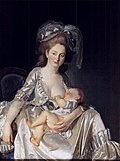Jeune femme allaitant son enfant. Louis-Roland Trinquesse, 1777.