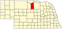 Округ Рок на мапі штату Небраска highlighting