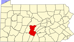 Karte von Huntingdon County innerhalb von Pennsylvania