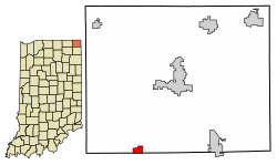 Location of Hudson in Steuben County, Indiana.