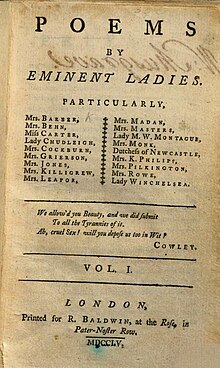 Title page of Poems by Eminent Ladies