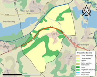 Carte en couleurs présentant l'occupation des sols.