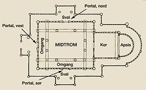 Floor plan of stave church, by Christie,