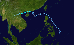 熱帶風暴海馬的路徑圖