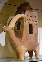 Incense burner. Hurrian period, 1300-1000 BC. From Tell Basmosian (also Tell Bazmusian), modern-day Lake Dukan, Iraq. Erbil Civilization Museum, Iraqi Kurdistan. A very similar (but not identical) incense burner from the same area and period is on display at the Sulaymaniyah Museum.