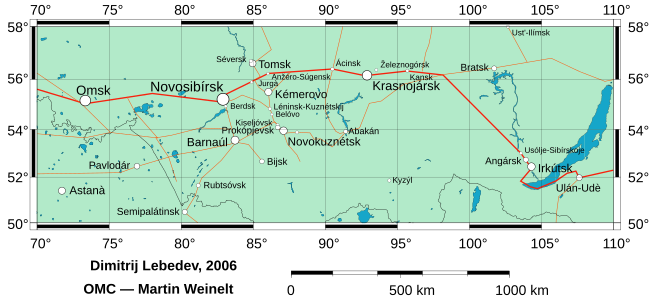 Le più grandi città in Siberia si trovano accanto alla Transiberiana o alle altre ferrovie