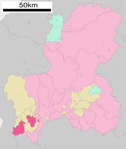 Location of Ōgaki in Gifu Prefecture