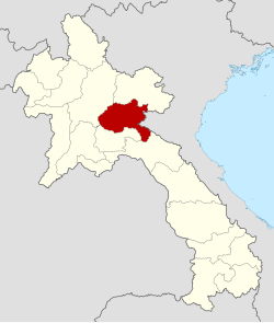 Map showing location of Xiangkhouang province in Laos