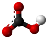 Ball and stick model of a bicarbonate anion