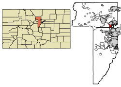 Location of Superior in Boulder County and Jefferson County, Colorado