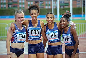 Agnès Raharolahy (2. von rechts) bei den Mittelmeerspielen 2018 in Tarragona