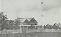 Darwin's Government House in 1913, with Liberty Square in foreground.