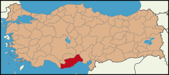 Localização da província de Mersim na Turquia
