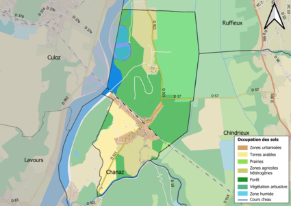 Carte en couleurs présentant l'occupation des sols.