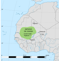 El Imperio de Ghana en su máxima extensión, en torno al 1050.
