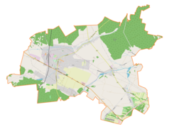 Mapa konturowa gminy Kłobuck, blisko prawej krawędzi u góry znajduje się punkt z opisem „Gajówka Kocin”