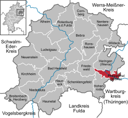 Läget för Philippsthal (Werra) i Landkreis Hersfeld-Rotenburg