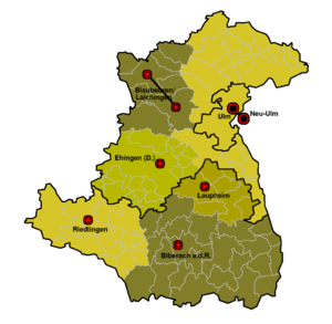 Chaarde vù dr Midelberaich im baade-wiirdebäärgische Dail vù dr Region Donau-Iller