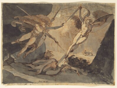 Satan s'enfuit, touché par la lance d'Ithuriel, 1776, Cleveland Museum of Art.