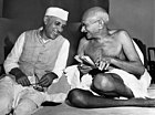 From the late 19th century, and especially after 1920, under the leadership of Mahatma Gandhi (right), the Congress became the principal leader of the Indian independence movement.[400] Gandhi is shown here with Jawaharlal Nehru, later the first prime minister of India.