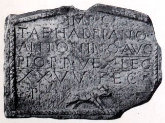 RIB 2199. Distance Slab of the Twentieth Legion Valeria Victrix[37] George MacDonald calls in no. 13 in the 2nd edition of his book The Roman Wall in Scotland.[38] It may have been a "waster" and lacks distance data. It has been scanned and a video produced.[39]