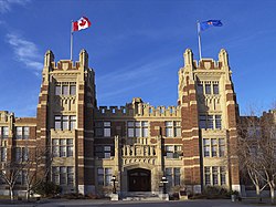 The entrance and facade to Heritage Hall