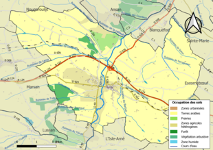 Carte en couleurs présentant l'occupation des sols.