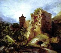 Der gesprengte Turm des Heidelberger Schlosses, um 1830