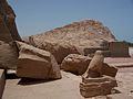 The collapsed colossus of the Great Temple supposedly fell during an earthquake shortly after its construction. On moving the temple, it was decided to leave it as the face is missing.