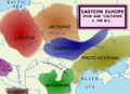 Europa Centrală și de Est în Epoca Fierului (cu culturile slave Lusaţiană, Milograd şi Chernoles, cca 750 î.Hr.)