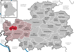 Läget för Gollhofen i Landkreis Neustadt an der Aisch-Bad Windsheim