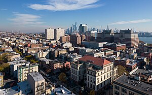 An aerial view of Hoboken