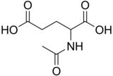 Skeletal formula of N-acetylglutamic acid