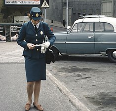 Parkeringsvakt i Stockholm 1968.