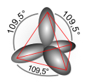 Pseudostruktur bei sp3-Hybridorbitalen