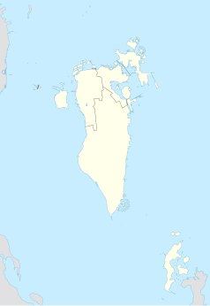 Mapa konturowa Bahrajnu, u góry znajduje się punkt z opisem „Manama”