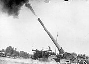 16-inch Navy MkIIMI gun (possibly MkIIIMI) firing on a US Army coast defense mount, 1931. The weapon behind it is on a disappearing carriage.