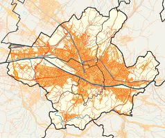 Mapa konturowa Florencji, w centrum znajduje się punkt z opisem „Kaplica Pazzich”