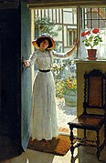 At the Cottage Door, tableau de W. H. Margetson, vers 1900.