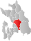 Lillestrøm markert med rødt på fylkeskartet