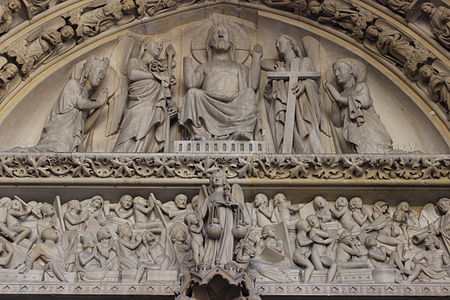 Detajl portala zgornje kapele; Kristus in poslednja sodba Geoffroy-Dechaume