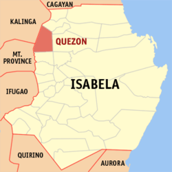 Map of Isabela with Quezon highlighted