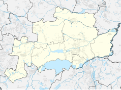 Mapa konturowa powiatu pszczyńskiego, u góry znajduje się punkt z opisem „Kobier”