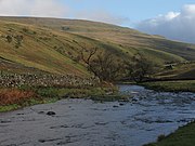 River Wharfe, Langstrothdale, east from the Dales Way Long Distance Walk 54°12′59.34″N 2°11′13.38″W﻿ / ﻿54.2164833°N 2.1870500°W﻿ / 54.2164833; -2.1870500