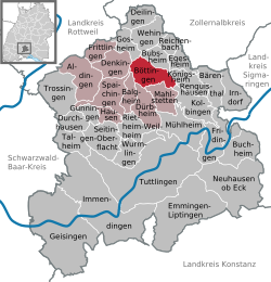 Elhelyezkedése Baden-Württemberg térképén