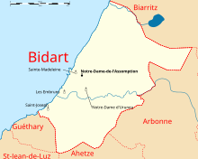 Carte des lieux de culte à Bidart.