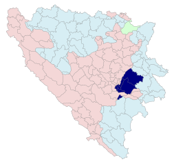 Location of Istočno Sarajevo within Bosnia and Herzegovina